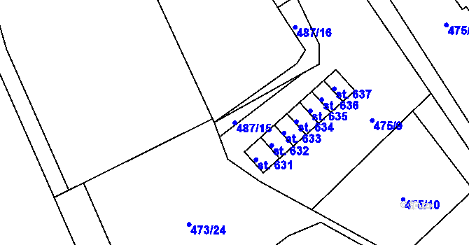 Parcela st. 487/15 v KÚ Borohrádek, Katastrální mapa