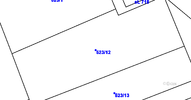Parcela st. 523/12 v KÚ Borohrádek, Katastrální mapa
