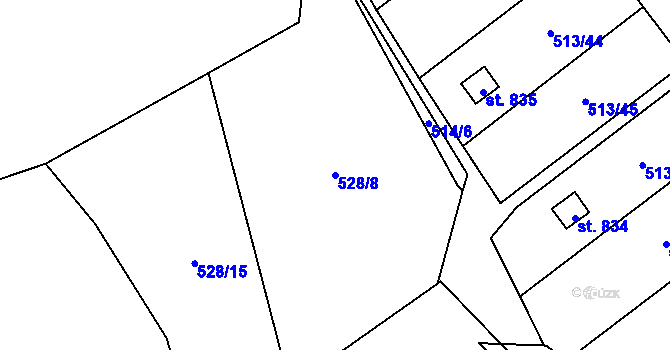 Parcela st. 528/8 v KÚ Borohrádek, Katastrální mapa
