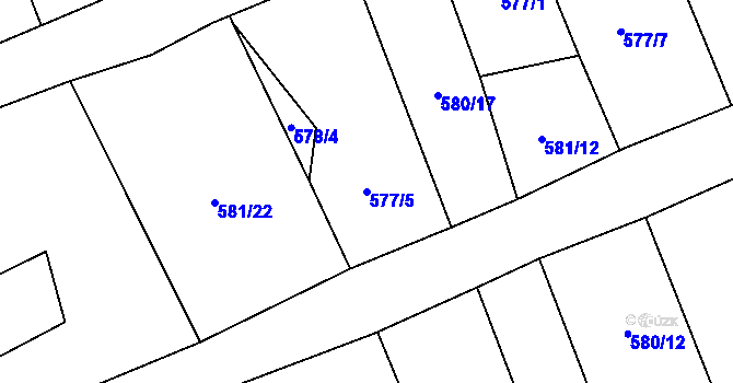 Parcela st. 577/5 v KÚ Borohrádek, Katastrální mapa