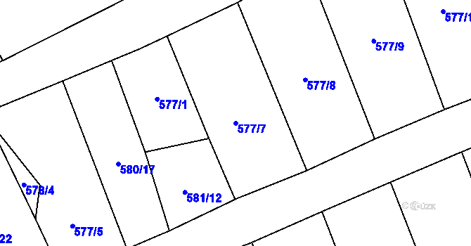 Parcela st. 577/7 v KÚ Borohrádek, Katastrální mapa