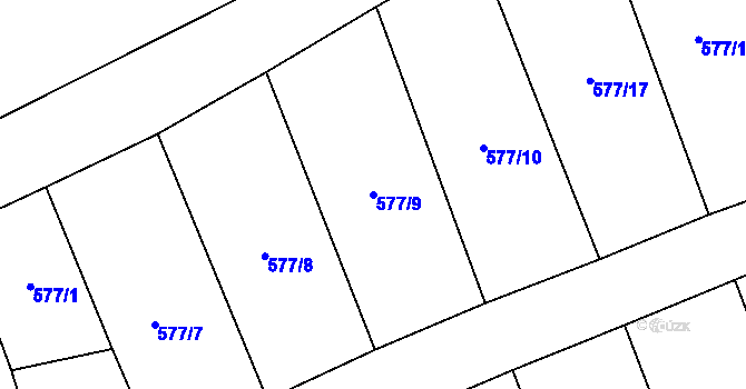 Parcela st. 577/9 v KÚ Borohrádek, Katastrální mapa
