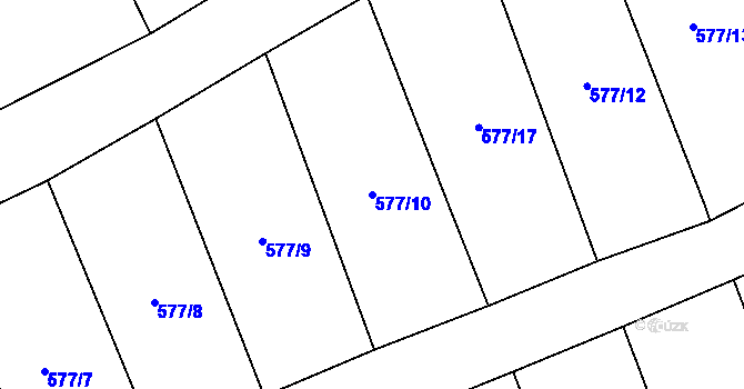 Parcela st. 577/10 v KÚ Borohrádek, Katastrální mapa