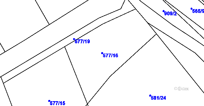 Parcela st. 577/16 v KÚ Borohrádek, Katastrální mapa