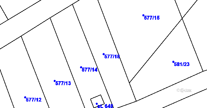 Parcela st. 577/18 v KÚ Borohrádek, Katastrální mapa