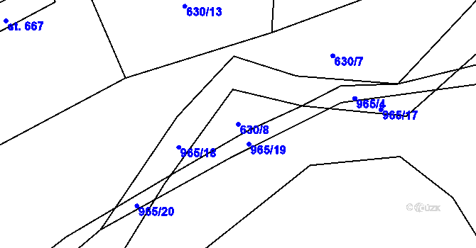 Parcela st. 630/8 v KÚ Borohrádek, Katastrální mapa