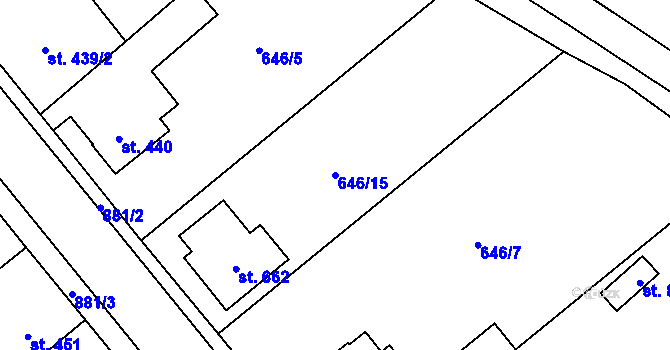 Parcela st. 646/15 v KÚ Borohrádek, Katastrální mapa