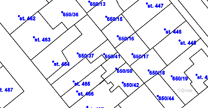 Parcela st. 650/41 v KÚ Borohrádek, Katastrální mapa