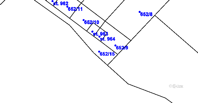 Parcela st. 652/15 v KÚ Borohrádek, Katastrální mapa