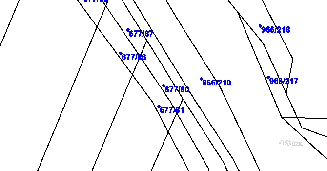 Parcela st. 677/80 v KÚ Borohrádek, Katastrální mapa