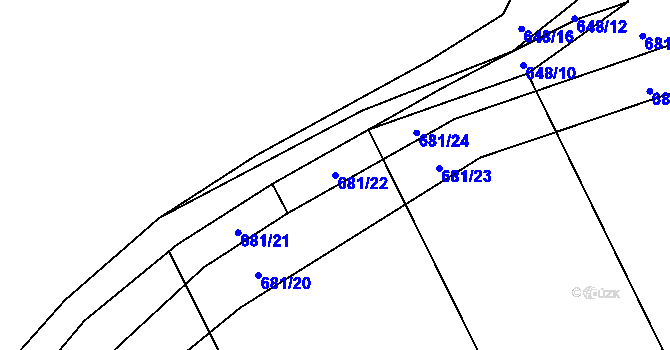 Parcela st. 681/22 v KÚ Borohrádek, Katastrální mapa