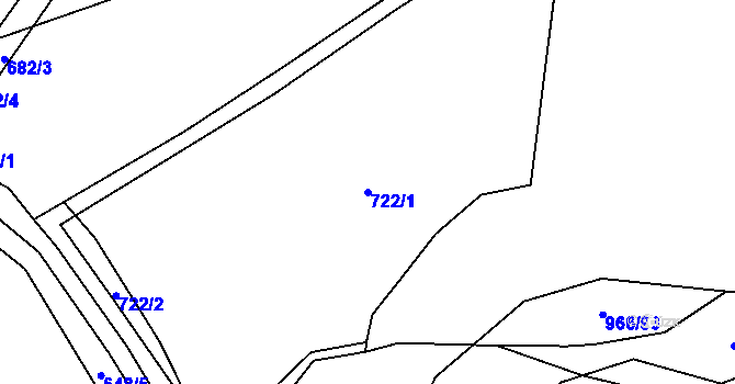 Parcela st. 722/1 v KÚ Borohrádek, Katastrální mapa