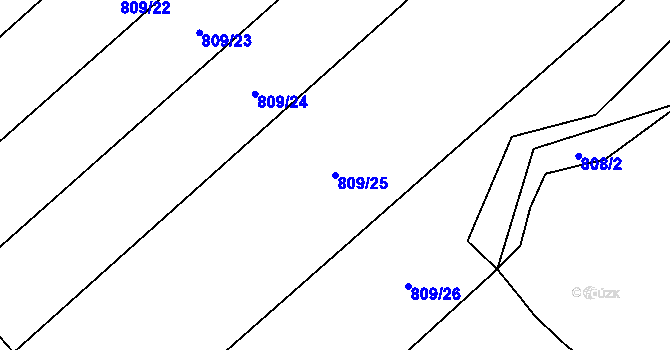 Parcela st. 809/25 v KÚ Borohrádek, Katastrální mapa