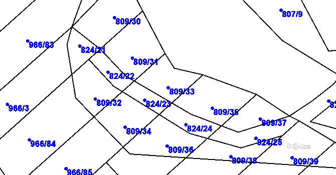 Parcela st. 809/33 v KÚ Borohrádek, Katastrální mapa