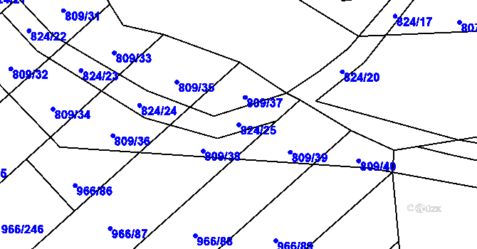 Parcela st. 824/25 v KÚ Borohrádek, Katastrální mapa