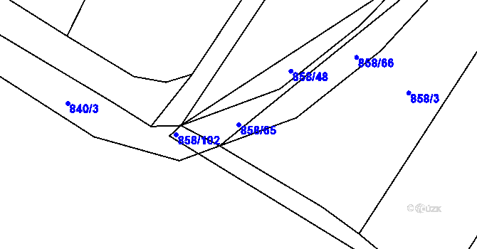Parcela st. 858/65 v KÚ Borohrádek, Katastrální mapa