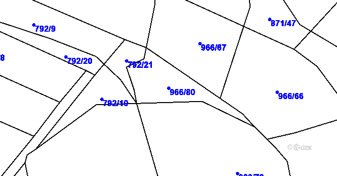 Parcela st. 966/80 v KÚ Borohrádek, Katastrální mapa