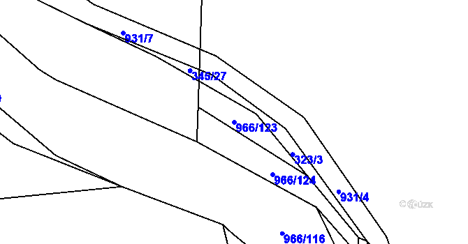 Parcela st. 966/123 v KÚ Borohrádek, Katastrální mapa