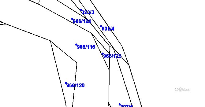 Parcela st. 966/125 v KÚ Borohrádek, Katastrální mapa