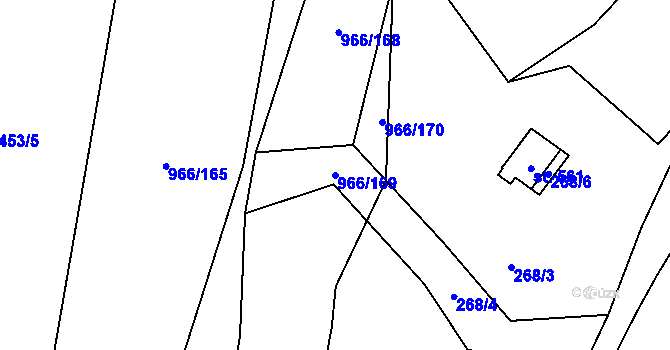 Parcela st. 966/169 v KÚ Borohrádek, Katastrální mapa