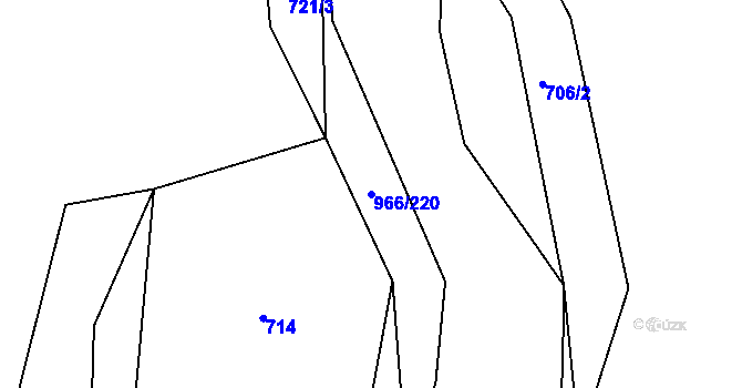 Parcela st. 966/220 v KÚ Borohrádek, Katastrální mapa