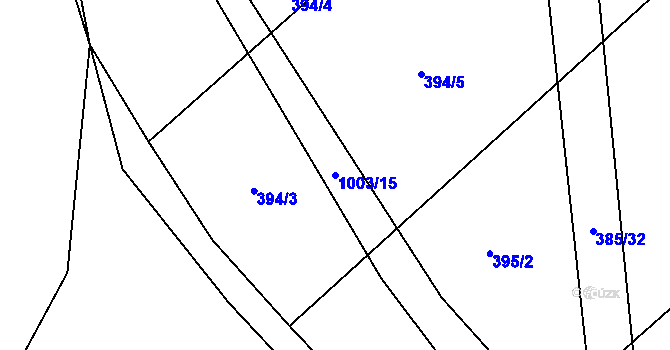 Parcela st. 1003/15 v KÚ Borohrádek, Katastrální mapa
