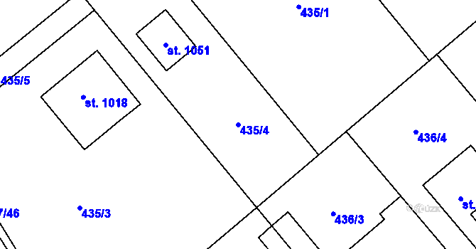 Parcela st. 435/4 v KÚ Borohrádek, Katastrální mapa