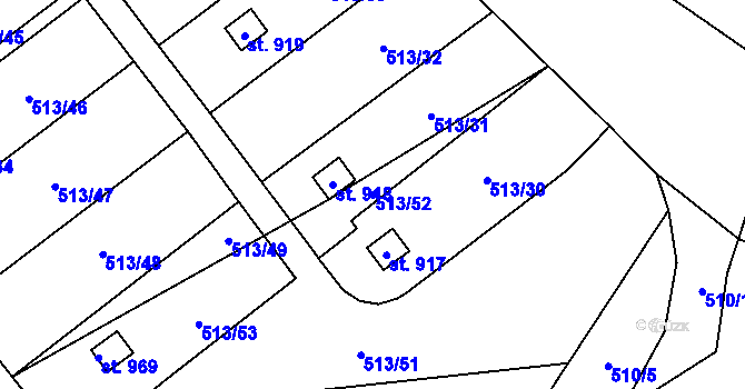 Parcela st. 513/52 v KÚ Borohrádek, Katastrální mapa