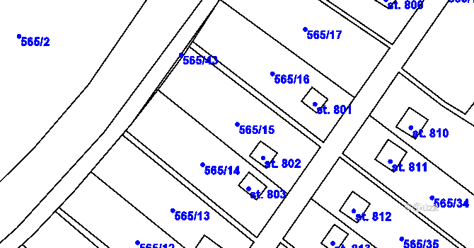 Parcela st. 565/15 v KÚ Borohrádek, Katastrální mapa