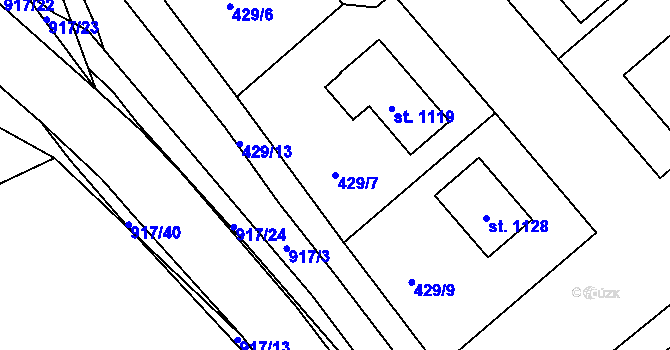 Parcela st. 429/7 v KÚ Borohrádek, Katastrální mapa