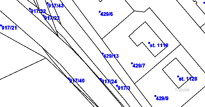 Parcela st. 429/13 v KÚ Borohrádek, Katastrální mapa
