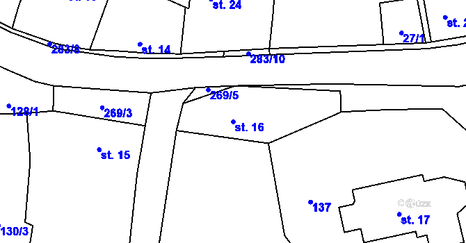Parcela st. 16 v KÚ Šachov u Borohrádku, Katastrální mapa