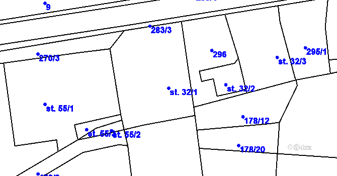 Parcela st. 32/1 v KÚ Šachov u Borohrádku, Katastrální mapa