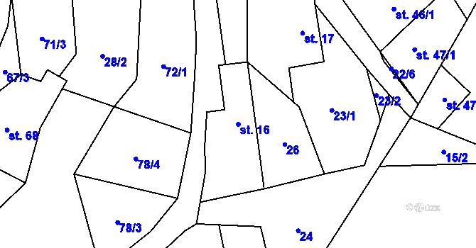 Parcela st. 16 v KÚ Borotice, Katastrální mapa