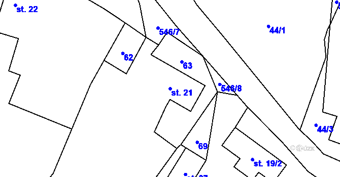 Parcela st. 21 v KÚ Borotice, Katastrální mapa