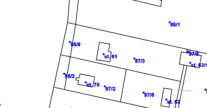 Parcela st. 61 v KÚ Borotice, Katastrální mapa