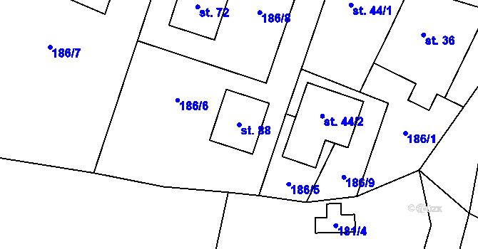 Parcela st. 88 v KÚ Borotice, Katastrální mapa