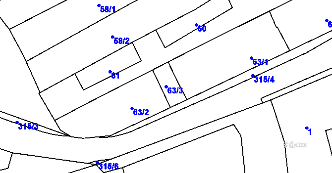 Parcela st. 63/3 v KÚ Borotice nad Jevišovkou, Katastrální mapa