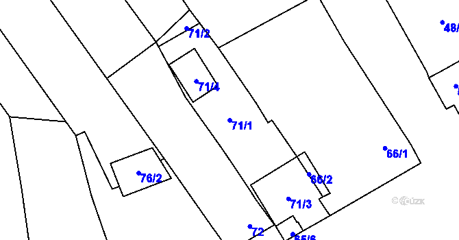 Parcela st. 71/1 v KÚ Borotice nad Jevišovkou, Katastrální mapa