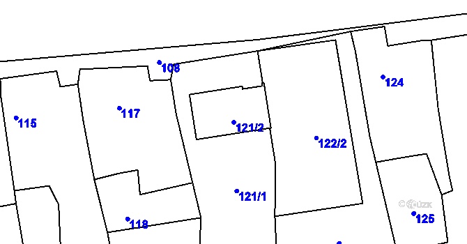 Parcela st. 121/2 v KÚ Borotice nad Jevišovkou, Katastrální mapa