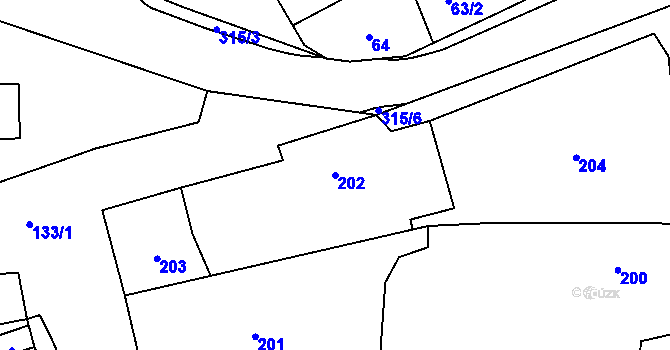 Parcela st. 202 v KÚ Borotice nad Jevišovkou, Katastrální mapa