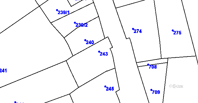 Parcela st. 243 v KÚ Borotice nad Jevišovkou, Katastrální mapa