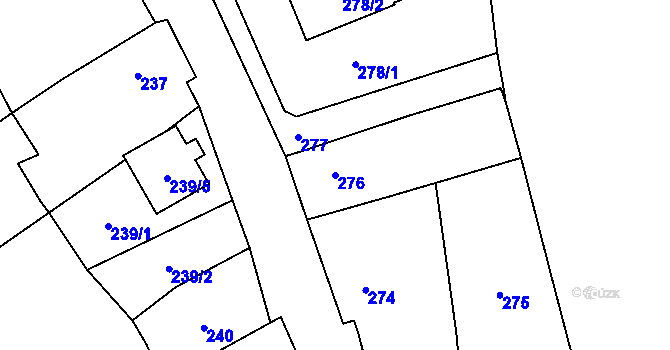 Parcela st. 276 v KÚ Borotice nad Jevišovkou, Katastrální mapa