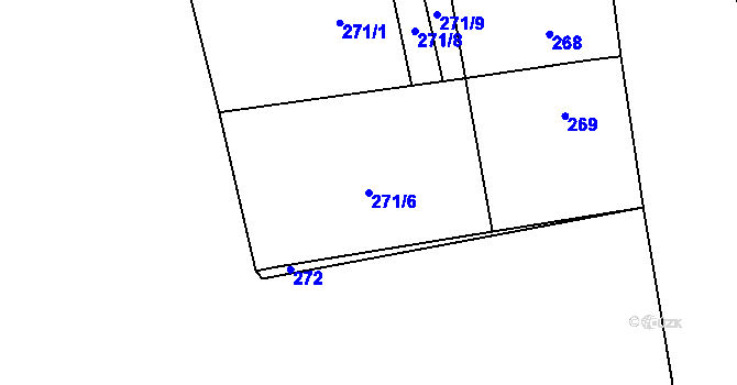 Parcela st. 271/6 v KÚ Borotice nad Jevišovkou, Katastrální mapa