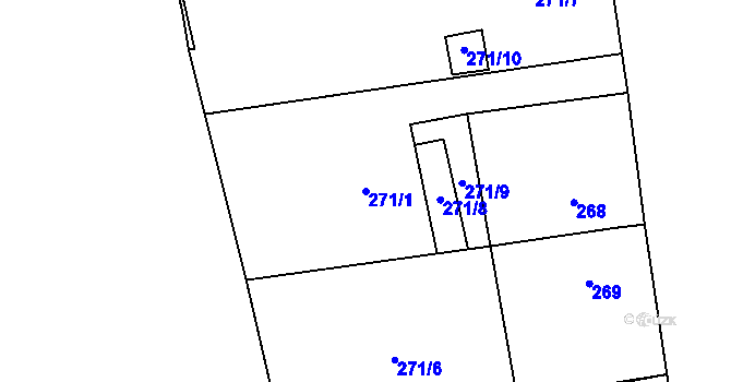 Parcela st. 271/1 v KÚ Borotice nad Jevišovkou, Katastrální mapa