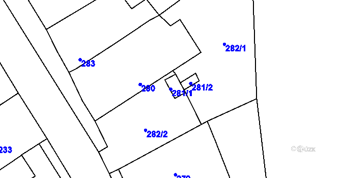 Parcela st. 281/1 v KÚ Borotice nad Jevišovkou, Katastrální mapa