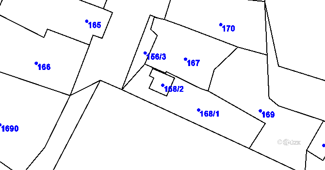 Parcela st. 168/2 v KÚ Borotice nad Jevišovkou, Katastrální mapa