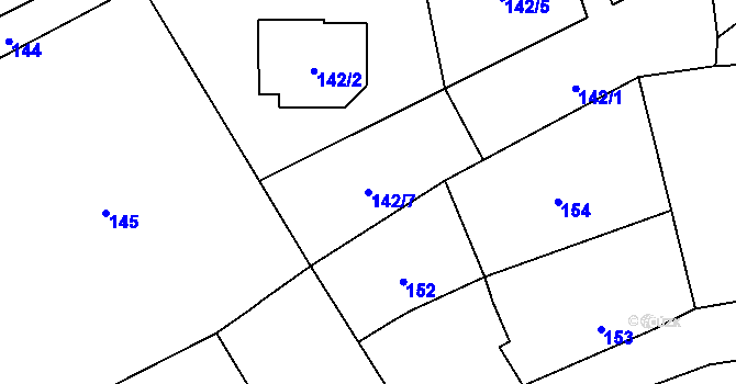 Parcela st. 142/7 v KÚ Borotice nad Jevišovkou, Katastrální mapa