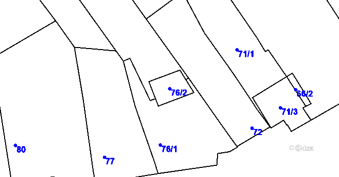 Parcela st. 76/2 v KÚ Borotice nad Jevišovkou, Katastrální mapa