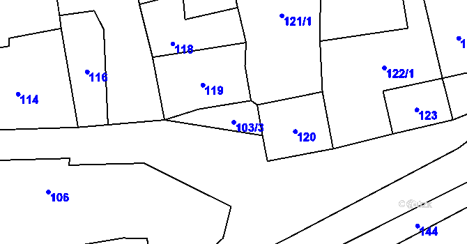 Parcela st. 103/3 v KÚ Borotice nad Jevišovkou, Katastrální mapa